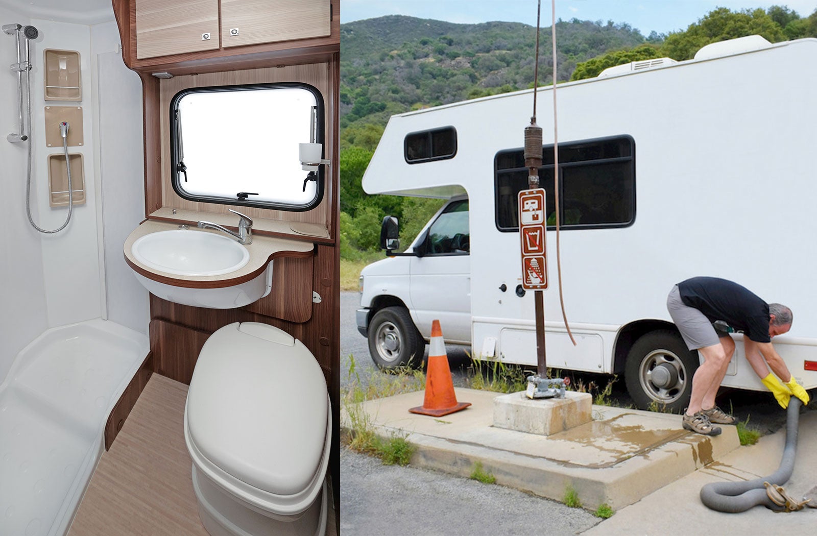 Portable RV/camper toilet and holding tank setup in Harrison, Arkansas