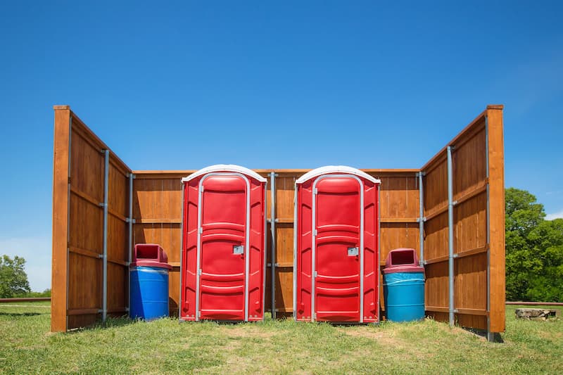 Short-term porta potty units staged for delivery in Harrison, Arkansas